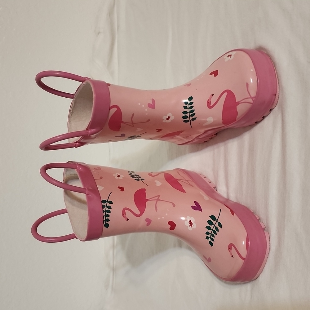 New Pink Flamingo Rain Boots